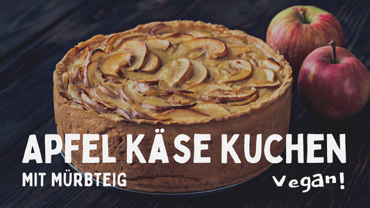 Apfel-Käse-Kuchen mit Mürbeteig - einfach, vegan & so richtig lecker!